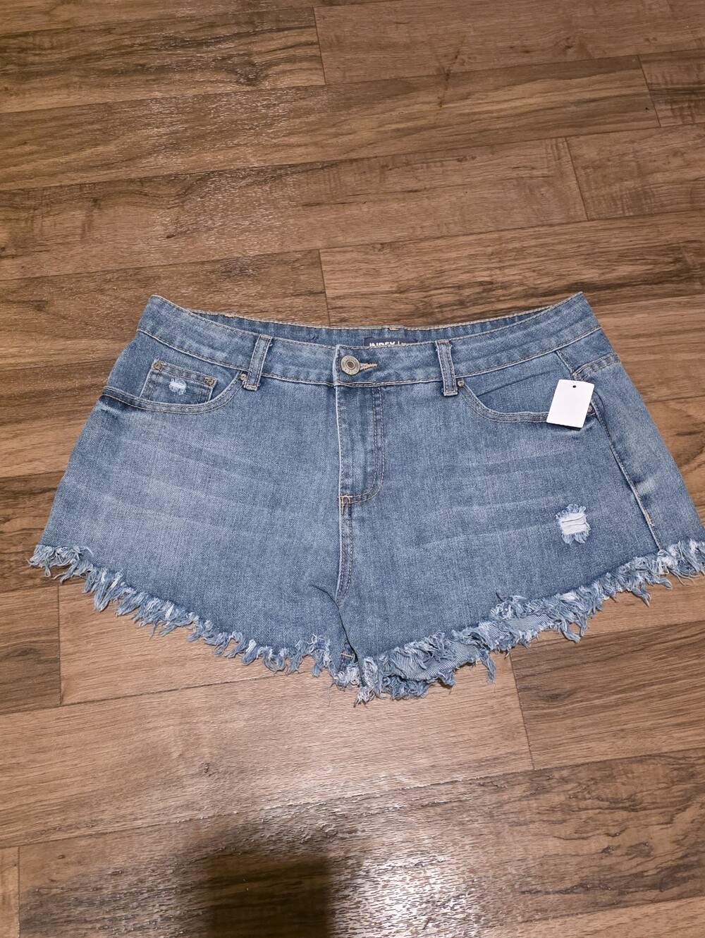Index Light Blue Distressed Denim Shorts - Women's Frayed Hem